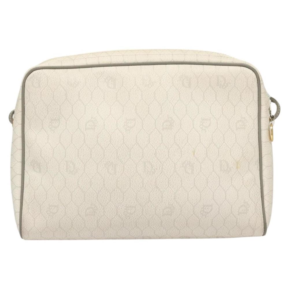 Christian Dior Honeycomb Canvas Shoulder Bag PVC White Gold Auth sw752 - Picture 3 of 16